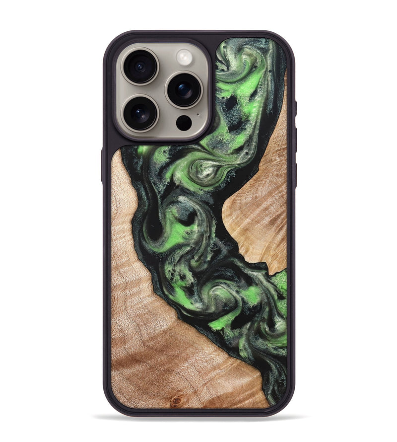 iPhone 15 Pro Max Wood Phone Case - Makaila (Green, 822202)