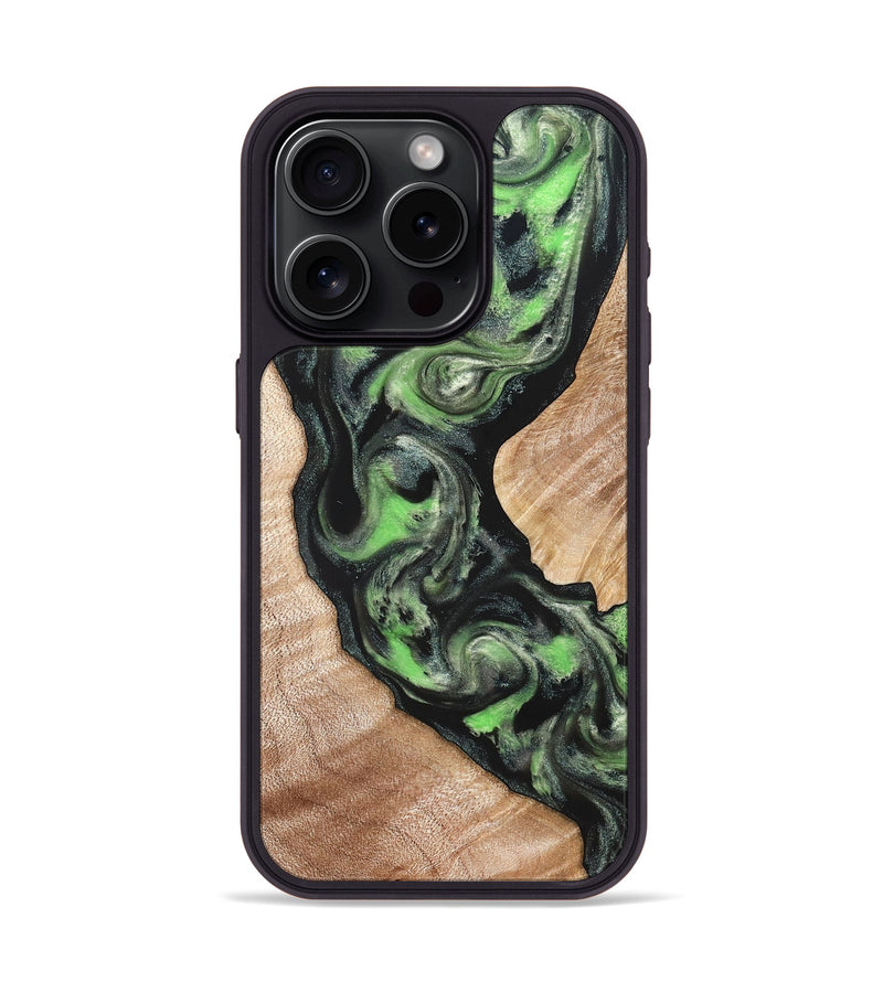 iPhone 15 Pro Wood Phone Case - Makaila (Green, 822202)
