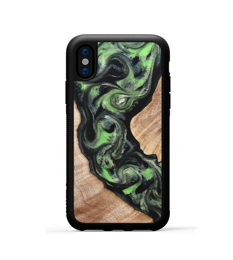 iPhone Xs Wood Phone Case - Makaila (Green, 822202)