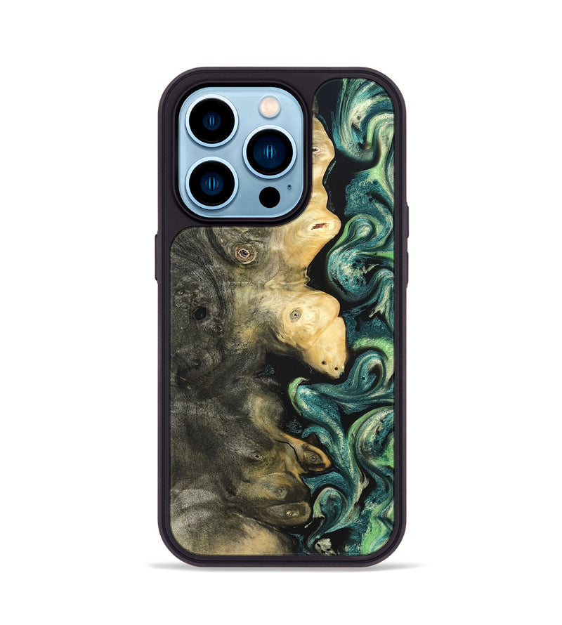 iPhone 14 Pro Wood Phone Case - Zaid (Green, 822203)