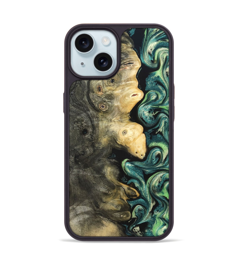 iPhone 15 Wood Phone Case - Zaid (Green, 822203)