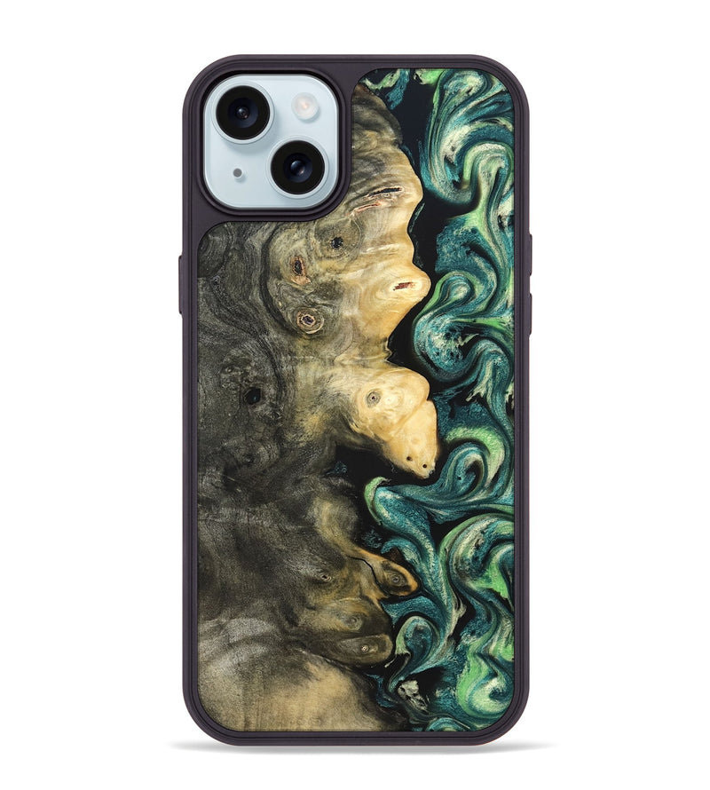 iPhone 15 Plus Wood Phone Case - Zaid (Green, 822203)