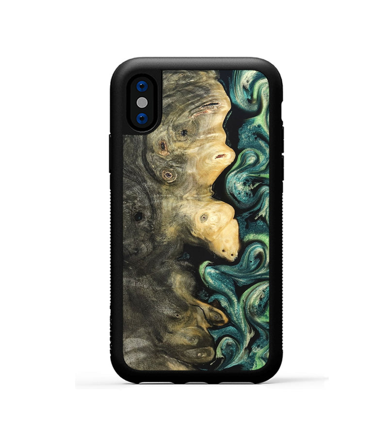 iPhone Xs Wood Phone Case - Zaid (Green, 822203)