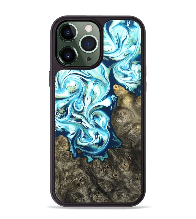iPhone 13 Pro Max Wood Phone Case - Vihaan (Blue, 822204)