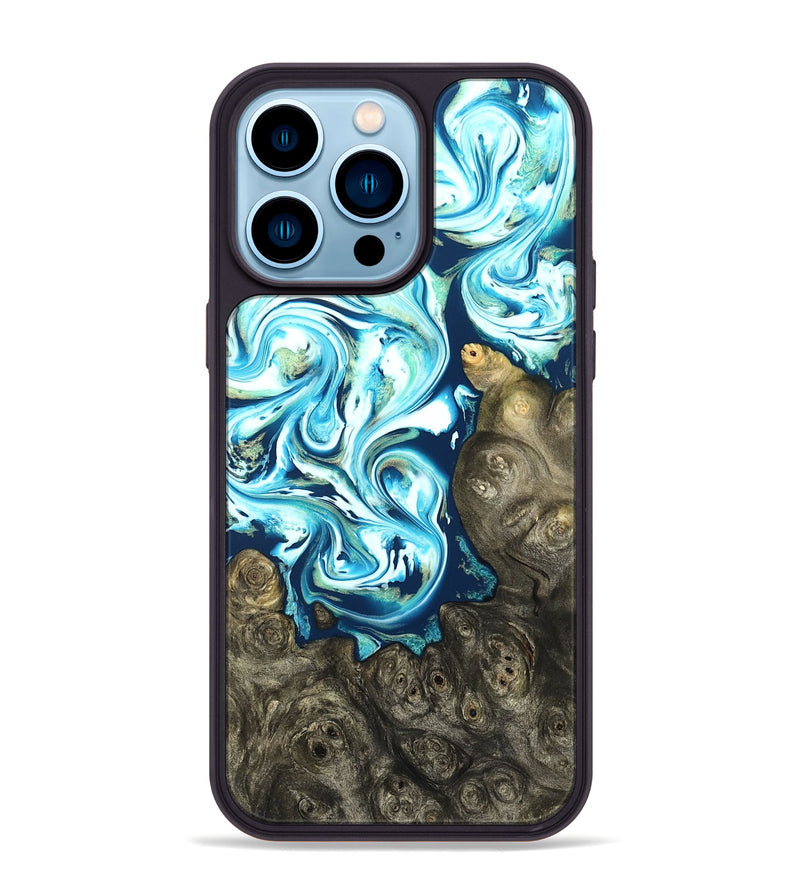 iPhone 14 Pro Max Wood Phone Case - Vihaan (Blue, 822204)