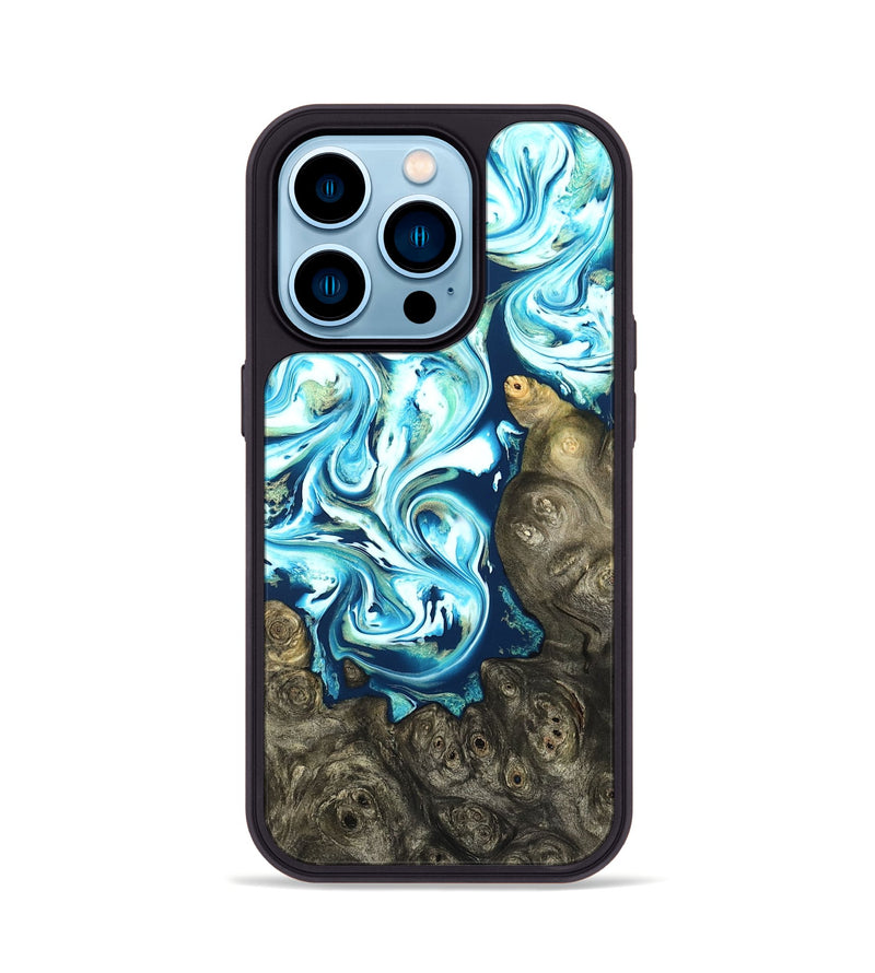 iPhone 14 Pro Wood Phone Case - Vihaan (Blue, 822204)