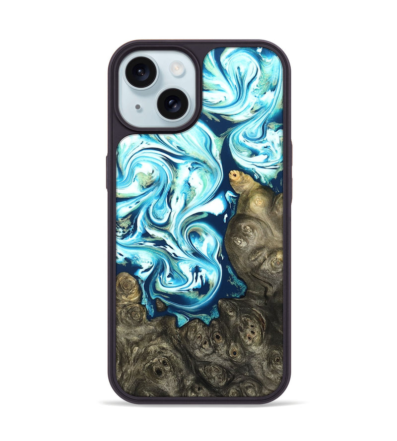 iPhone 15 Wood Phone Case - Vihaan (Blue, 822204)