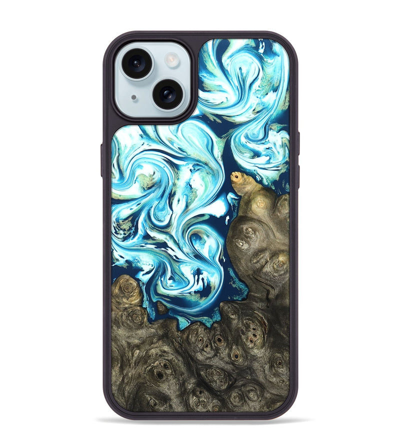 iPhone 15 Plus Wood Phone Case - Vihaan (Blue, 822204)