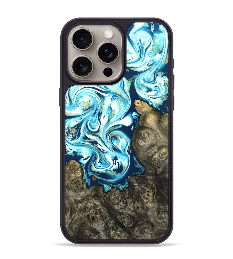 iPhone 15 Pro Max Wood Phone Case - Vihaan (Blue, 822204)