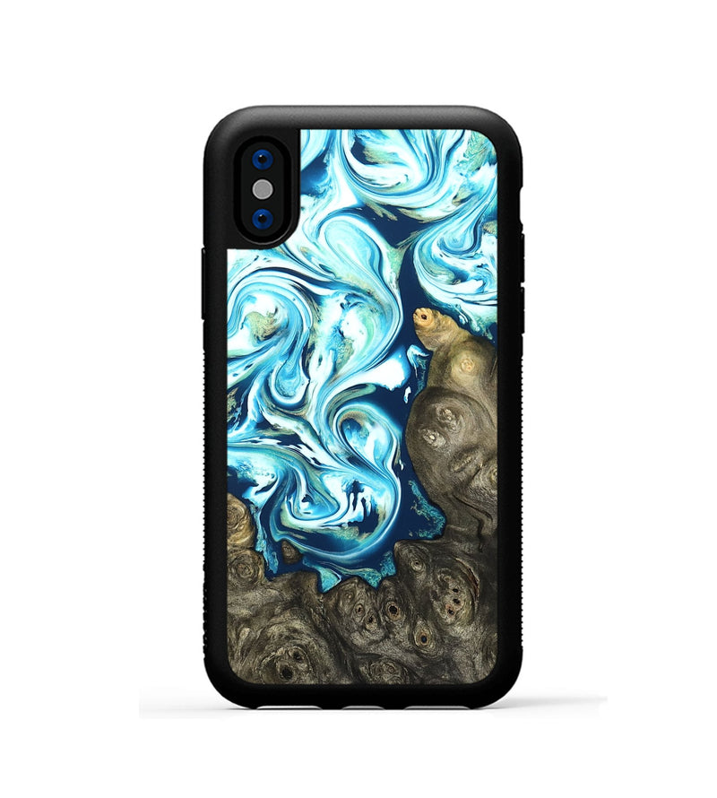 iPhone Xs Wood Phone Case - Vihaan (Blue, 822204)