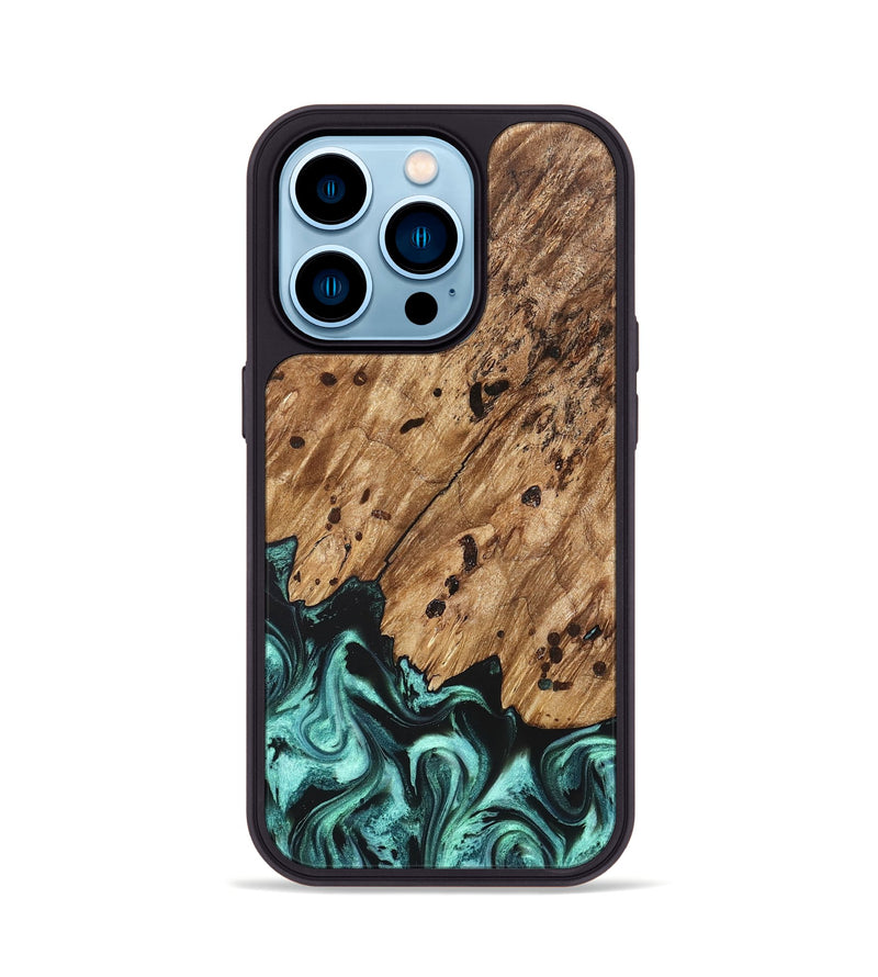 iPhone 14 Pro Wood Phone Case - Garland (Green, 822205)