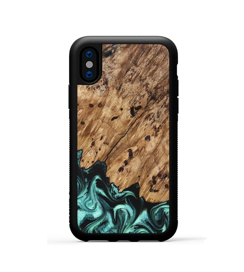 iPhone Xs Wood Phone Case - Garland (Green, 822205)