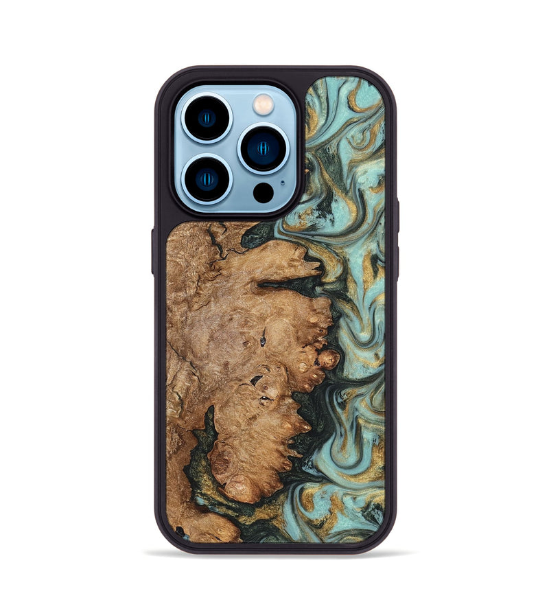 iPhone 14 Pro Wood Phone Case - Noa (Green, 822207)