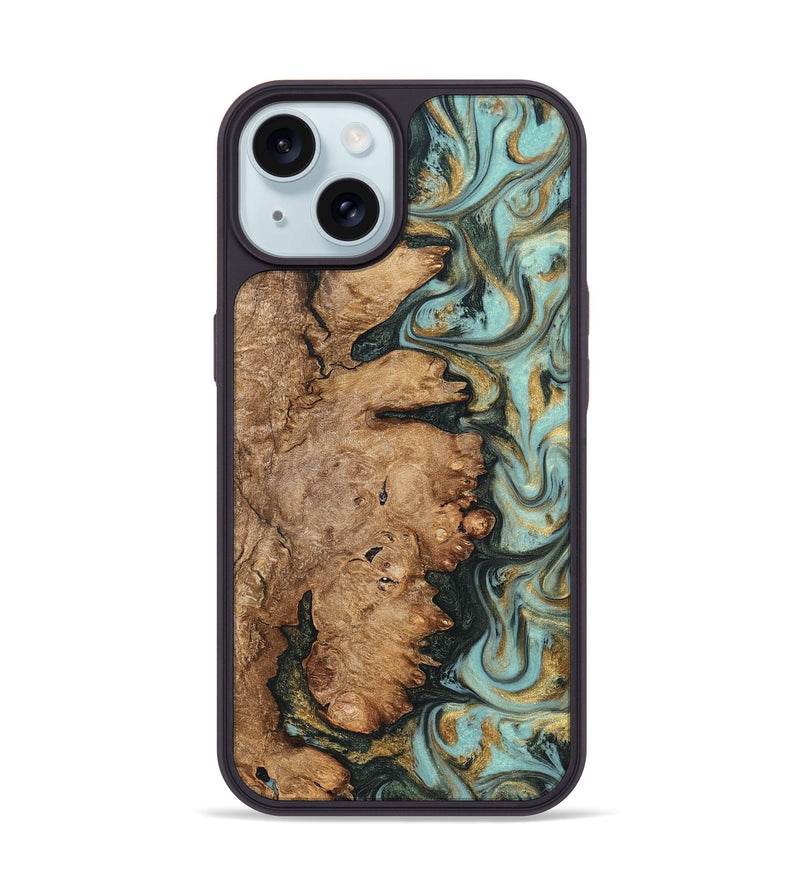 iPhone 15 Wood Phone Case - Noa (Green, 822207)