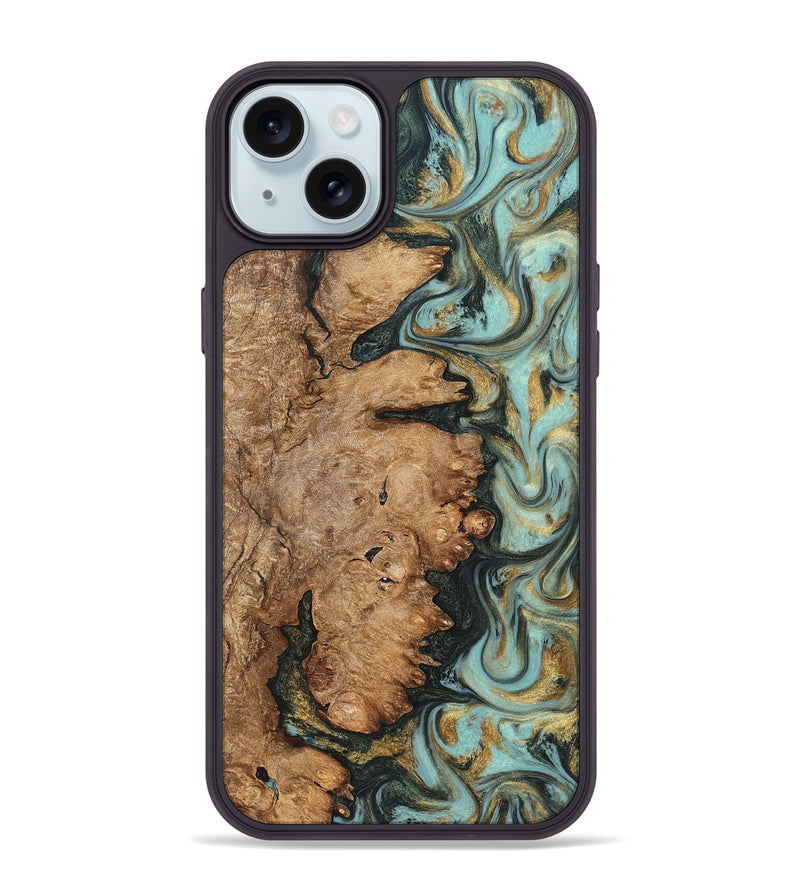 iPhone 15 Plus Wood Phone Case - Noa (Green, 822207)