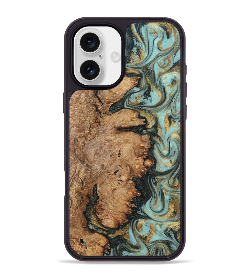 iPhone 16 Plus Wood Phone Case - Noa (Green, 822207)