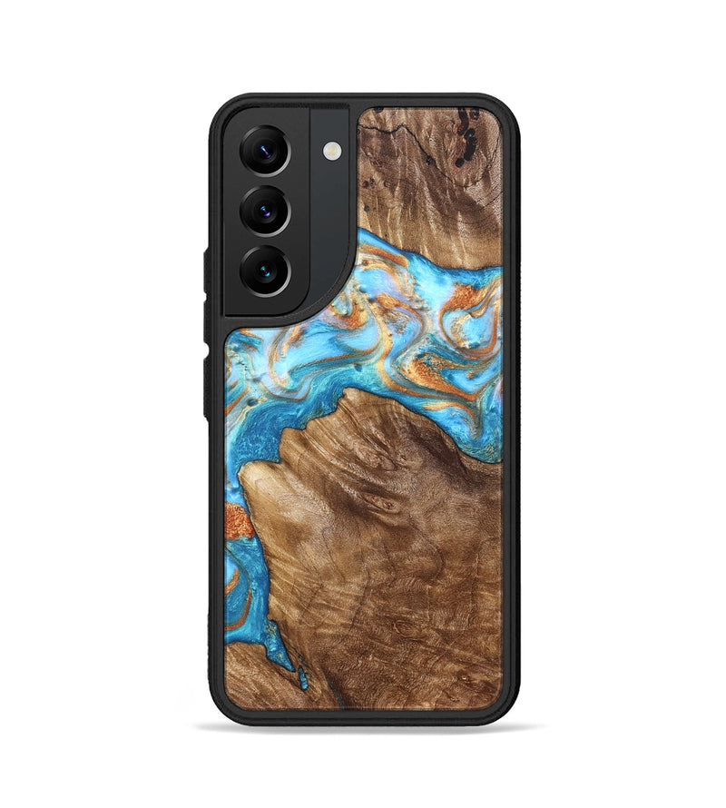 Galaxy S22 Wood Phone Case - Hanna (Teal & Gold, 822208)