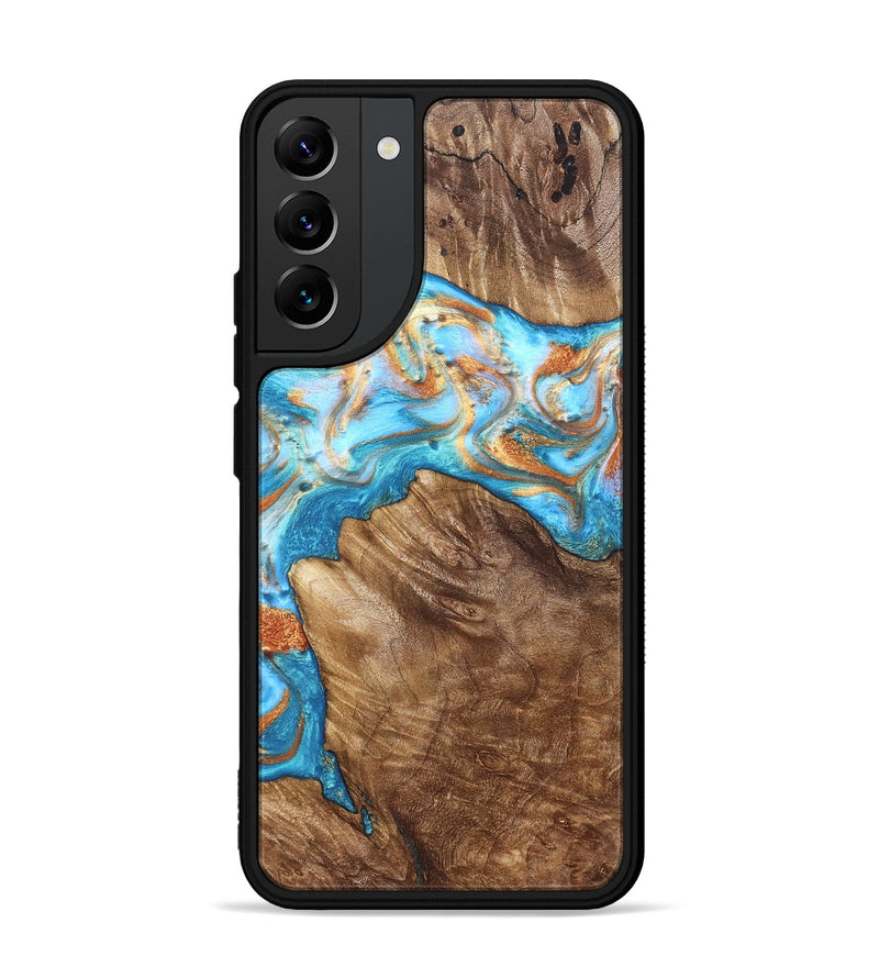 Galaxy S22 Plus Wood Phone Case - Hanna (Teal & Gold, 822208)