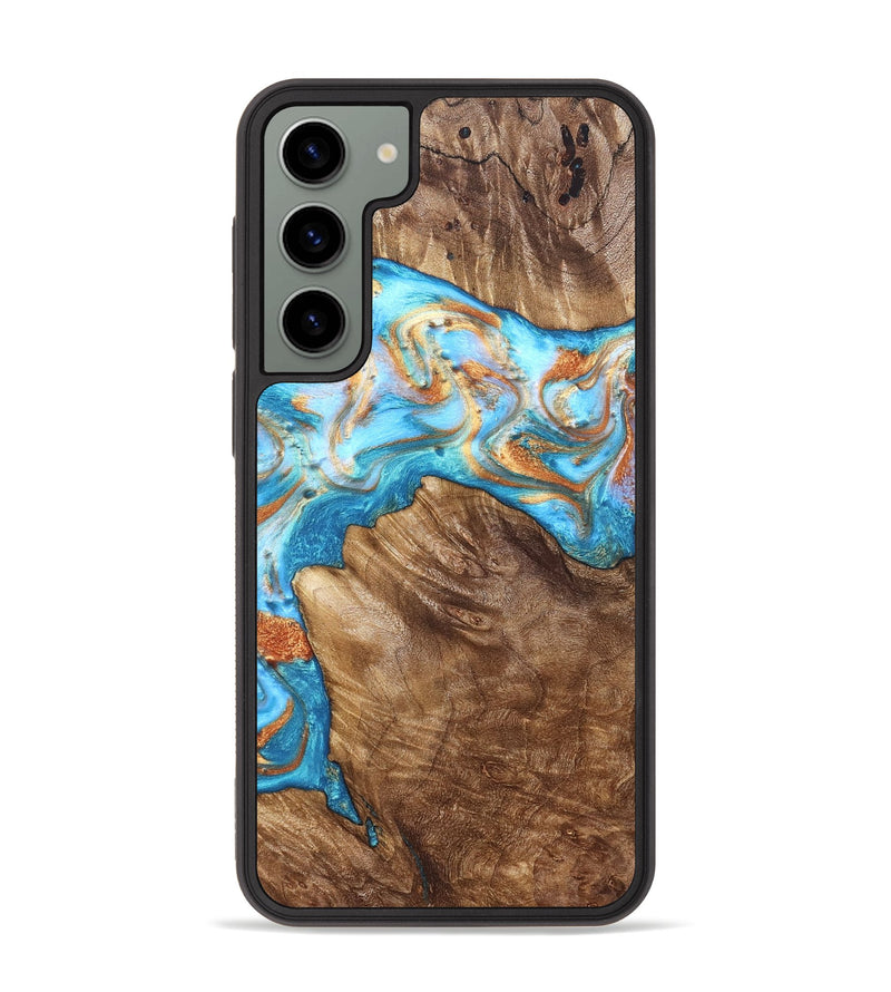 Galaxy S23 Plus Wood Phone Case - Hanna (Teal & Gold, 822208)