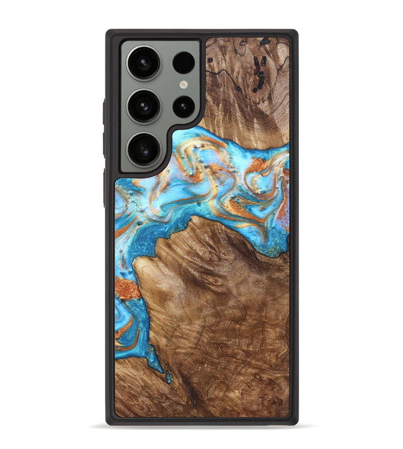 Galaxy S23 Ultra Wood Phone Case - Hanna (Teal & Gold, 822208)