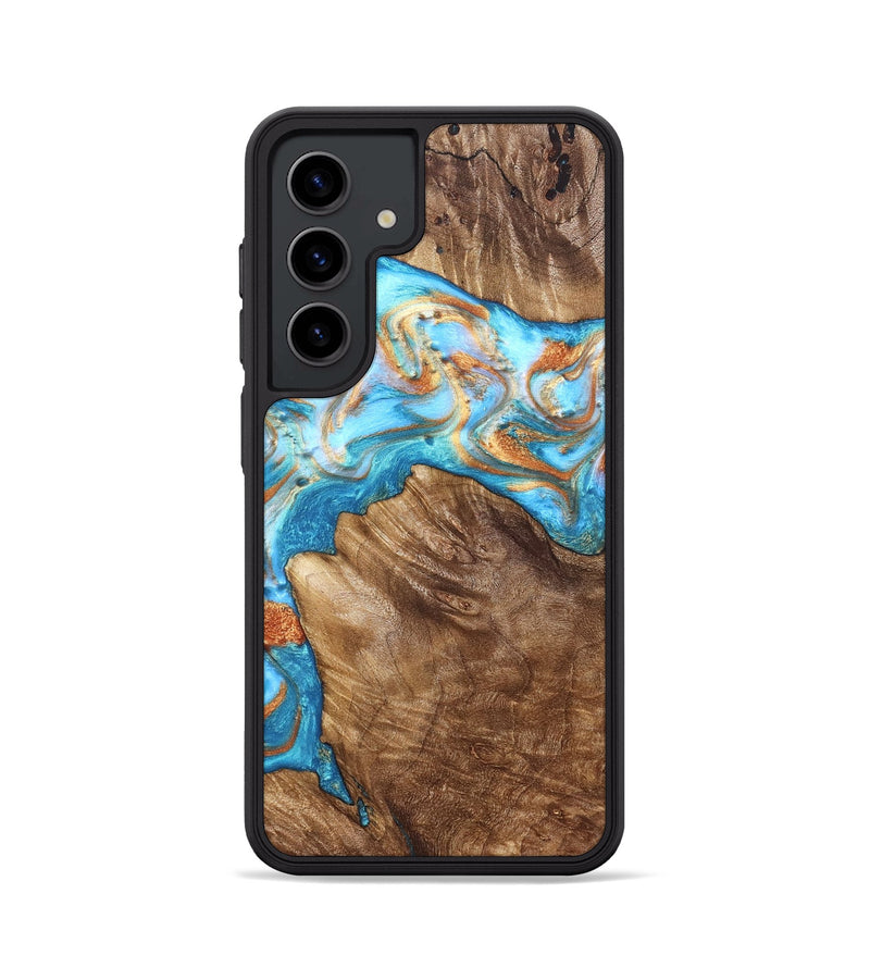 Galaxy S24 Wood Phone Case - Hanna (Teal & Gold, 822208)