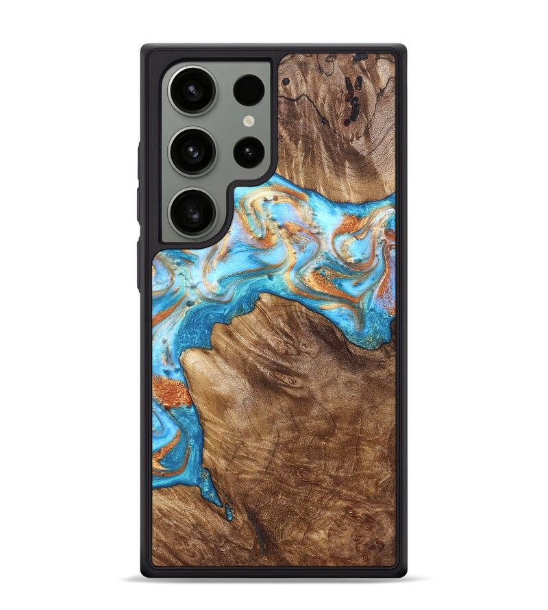 Galaxy S24 Ultra Wood Phone Case - Hanna (Teal & Gold, 822208)