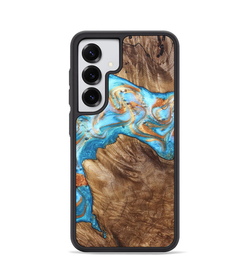 Galaxy S25 Wood Phone Case - Hanna (Teal & Gold, 822208)