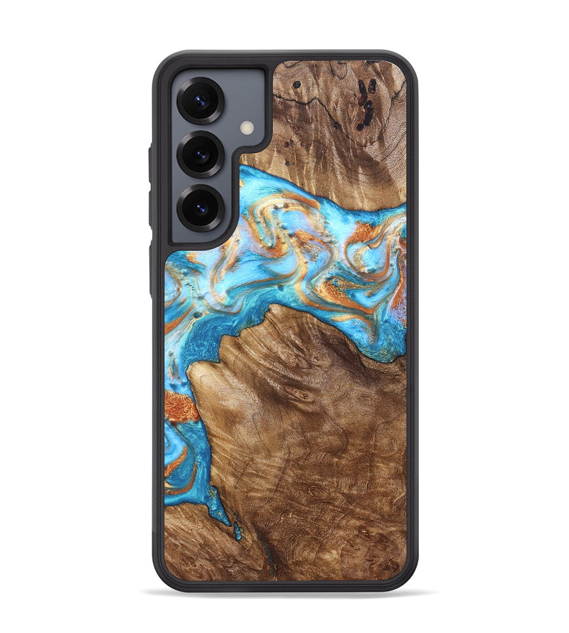 Galaxy S25 Plus Wood Phone Case - Hanna (Teal & Gold, 822208)