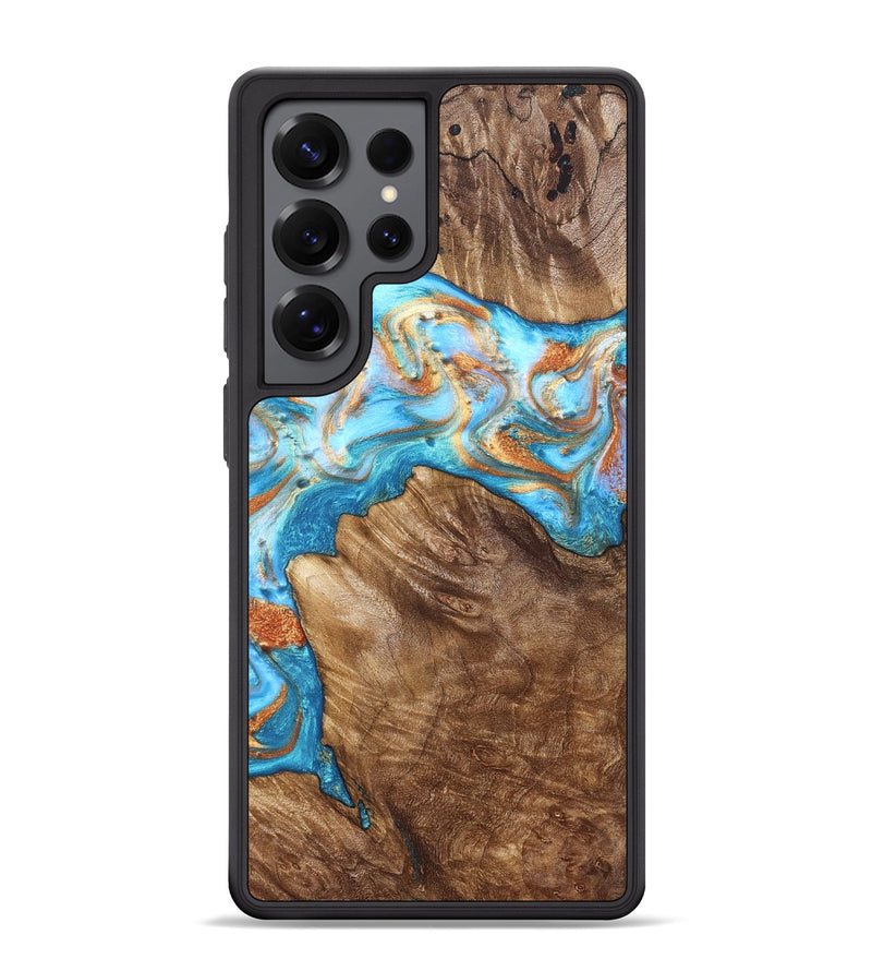 Galaxy S25 Ultra Wood Phone Case - Hanna (Teal & Gold, 822208)