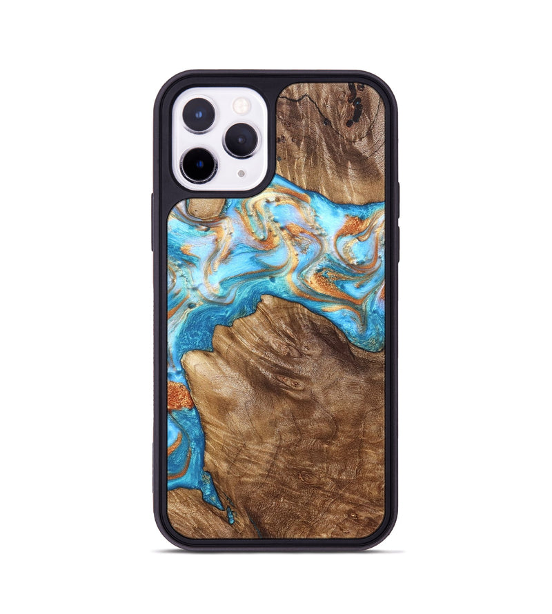 iPhone 11 Pro Wood Phone Case - Hanna (Teal & Gold, 822208)