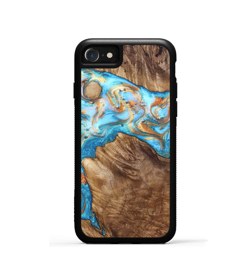 iPhone SE Wood Phone Case - Hanna (Teal & Gold, 822208)