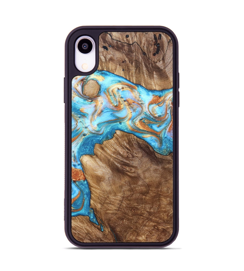 iPhone Xr Wood Phone Case - Hanna (Teal & Gold, 822208)