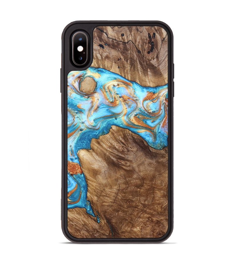 iPhone Xs Max Wood Phone Case - Hanna (Teal & Gold, 822208)