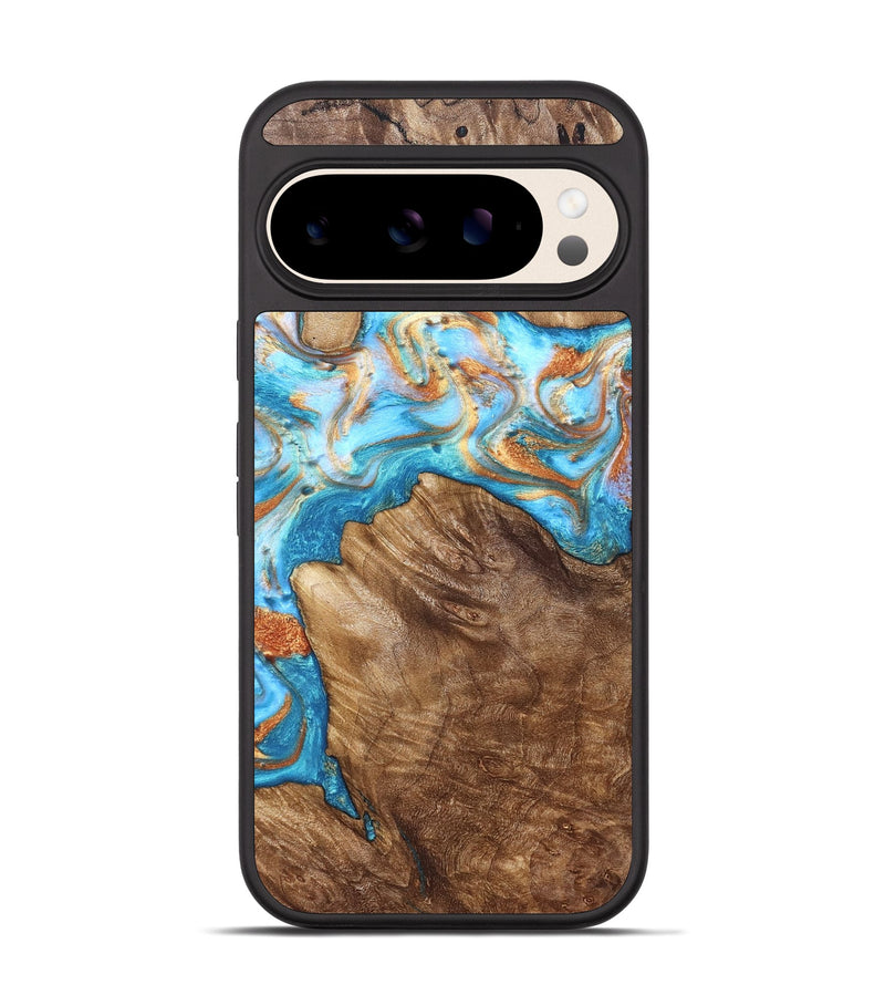 Pixel 10 Wood Phone Case - Hanna (Teal & Gold, 822208)
