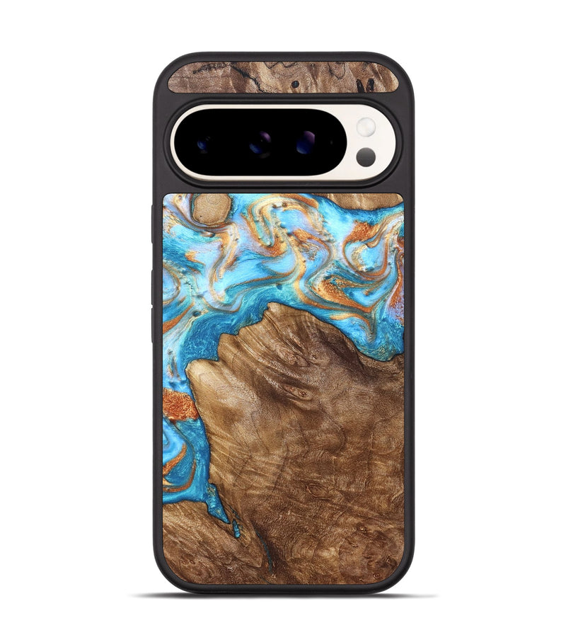 Pixel 9 Wood Phone Case - Hanna (Teal & Gold, 822208)