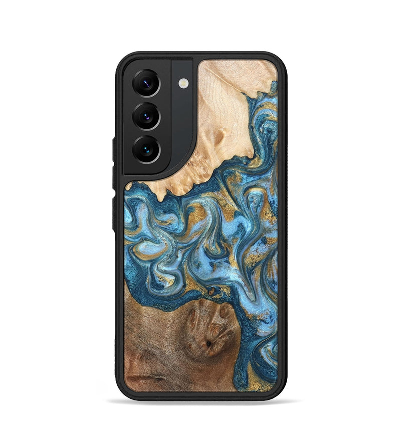 Galaxy S22 Wood Phone Case - Evie (Teal & Gold, 822209)