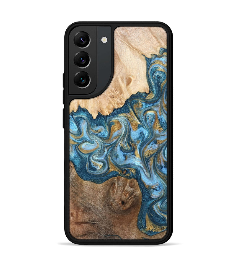 Galaxy S22 Plus Wood Phone Case - Evie (Teal & Gold, 822209)