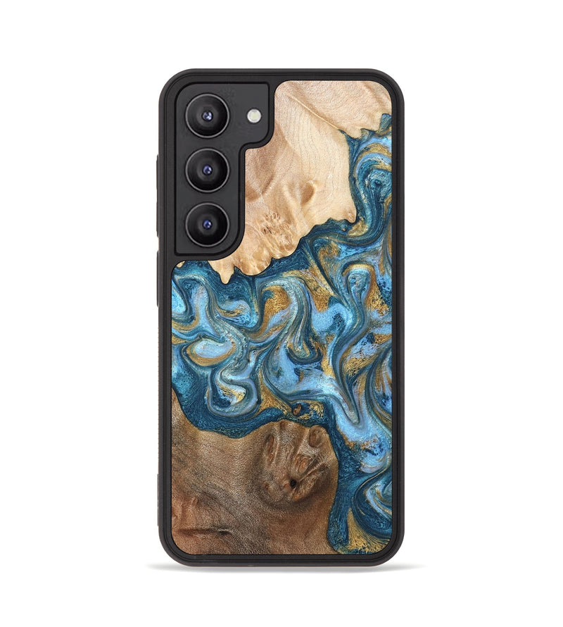 Galaxy S23 Wood Phone Case - Evie (Teal & Gold, 822209)