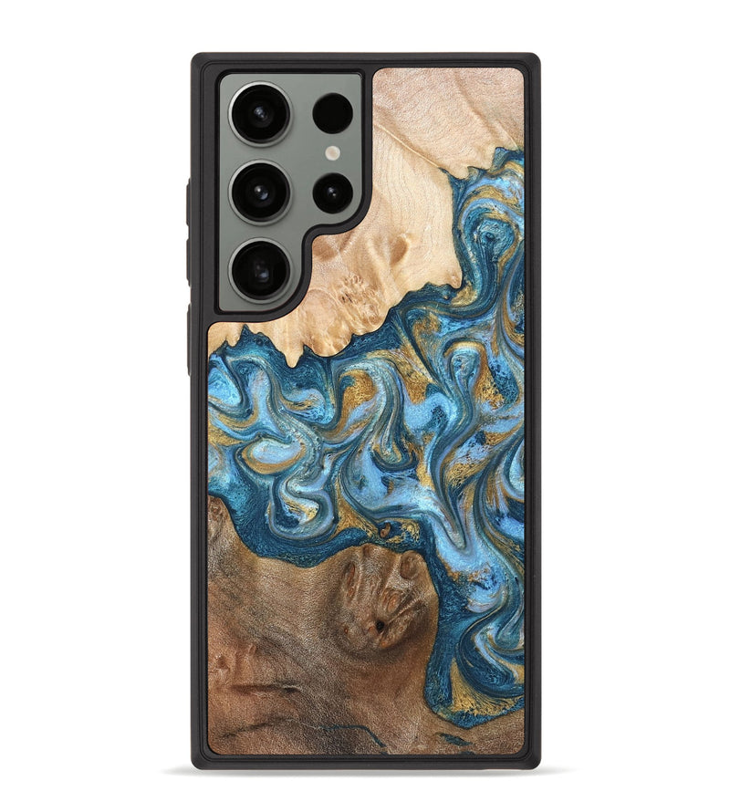 Galaxy S23 Ultra Wood Phone Case - Evie (Teal & Gold, 822209)