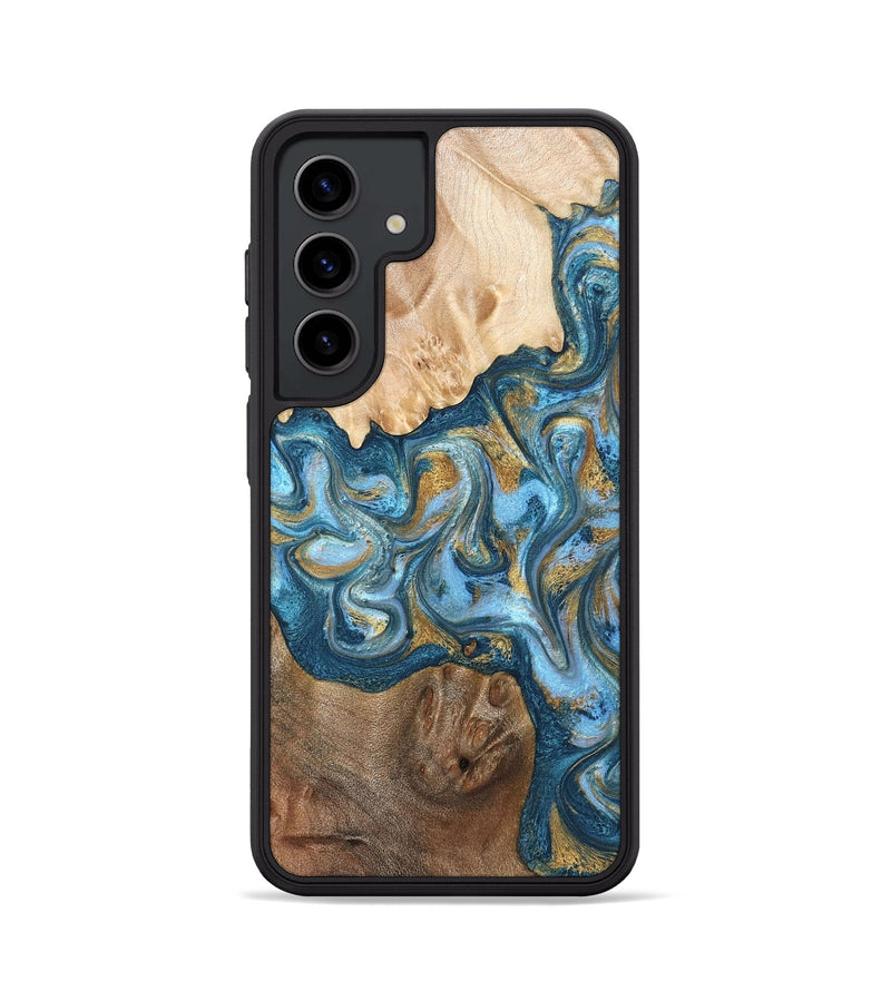 Galaxy S24 Wood Phone Case - Evie (Teal & Gold, 822209)