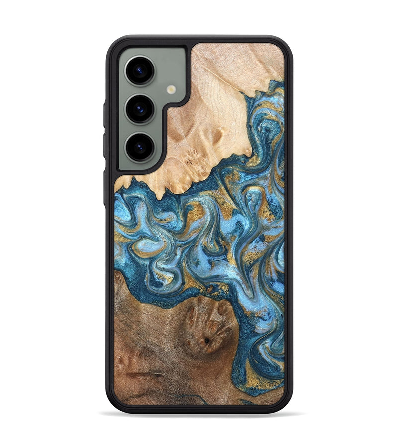 Galaxy S24 Plus Wood Phone Case - Evie (Teal & Gold, 822209)