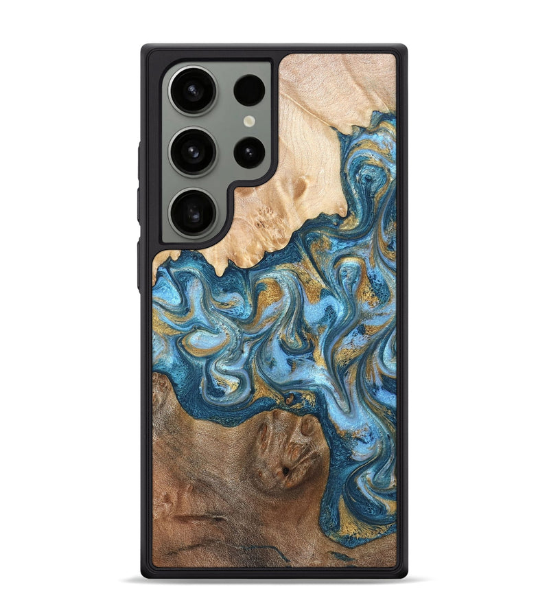Galaxy S24 Ultra Wood Phone Case - Evie (Teal & Gold, 822209)