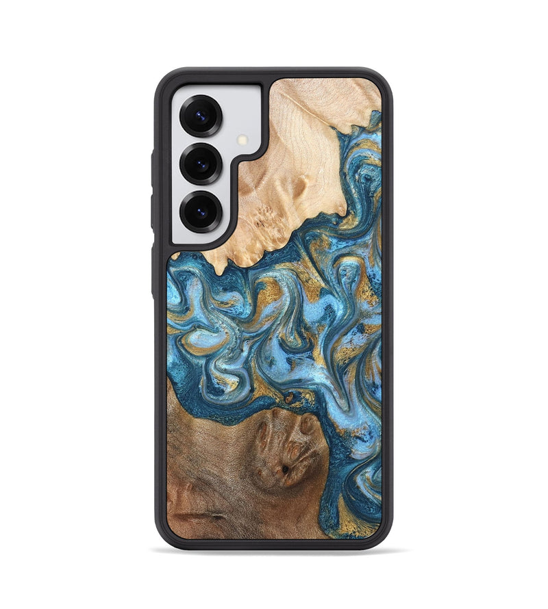 Galaxy S25 Wood Phone Case - Evie (Teal & Gold, 822209)