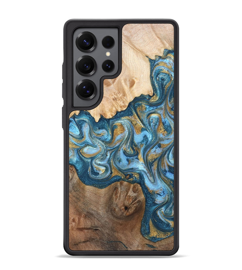 Galaxy S25 Ultra Wood Phone Case - Evie (Teal & Gold, 822209)