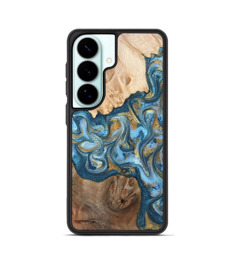 Galaxy S26 Wood Phone Case - Evie (Teal & Gold, 822209)