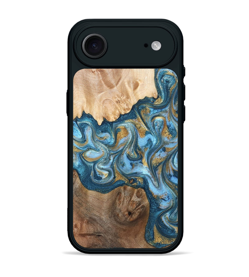 iPhone 17 Air Wood Phone Case - Evie (Teal & Gold, 822209)