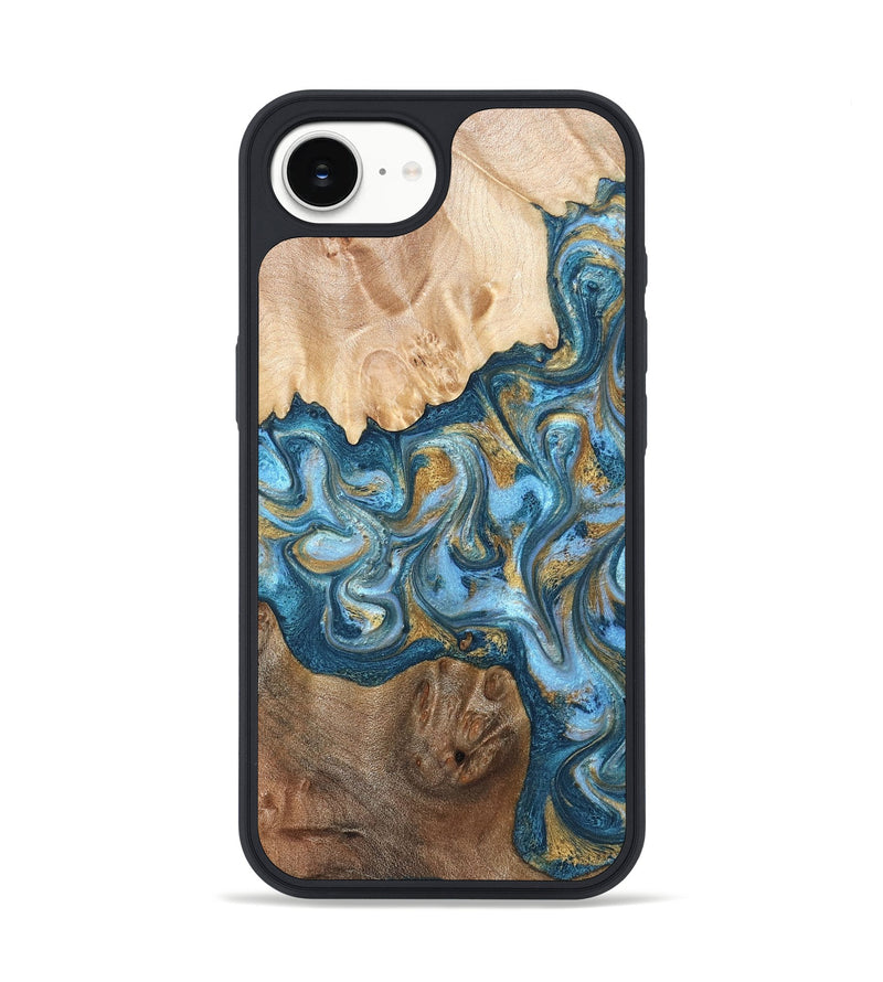 iPhone 17e Wood Phone Case - Evie (Teal & Gold, 822209)