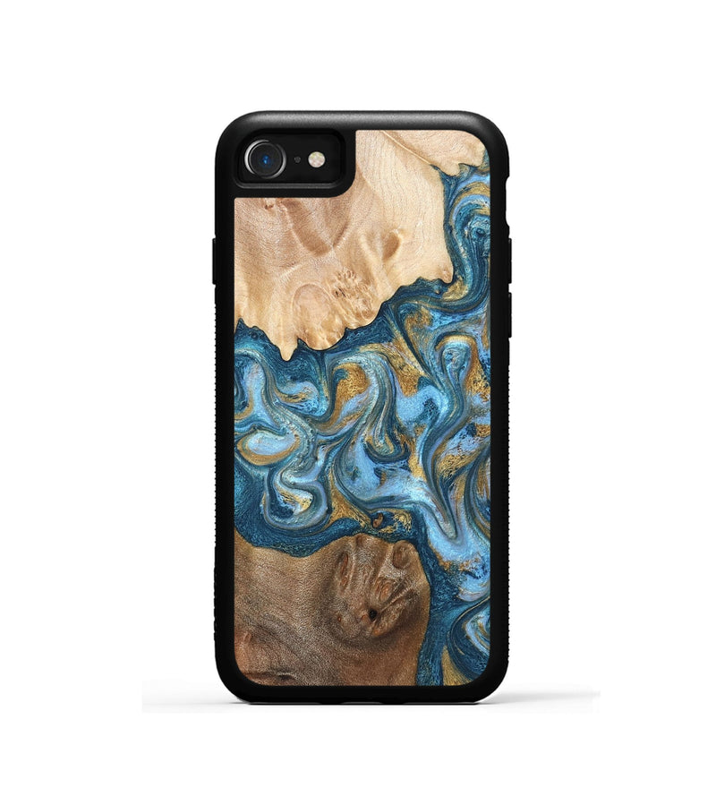 iPhone SE Wood Phone Case - Evie (Teal & Gold, 822209)