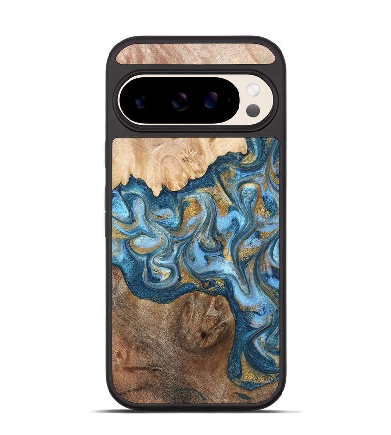 Pixel 10 Wood Phone Case - Evie (Teal & Gold, 822209)
