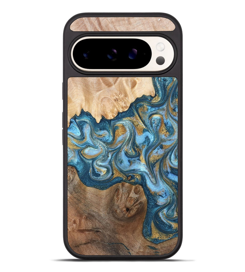 Pixel 9 Pro XL Wood Phone Case - Evie (Teal & Gold, 822209)